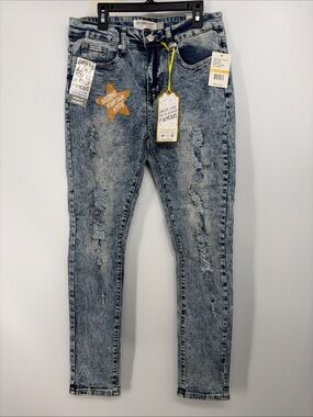 Celebrity Ace Jeans Juniors Denim Ankle Crop Acid Wash Size 7/28 new